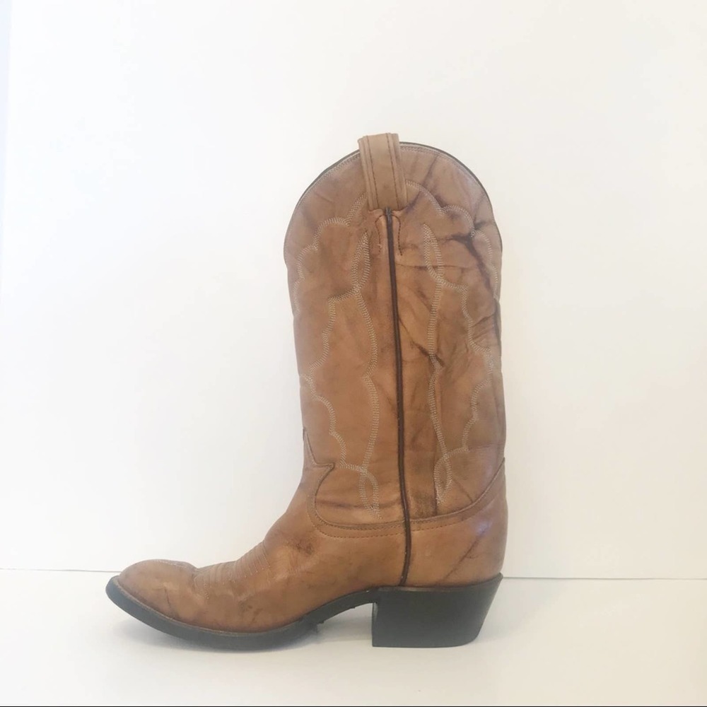 Tony Lama Marble Tan Leather Cowboy Western Boots 5.5 - Picture 4 of 12